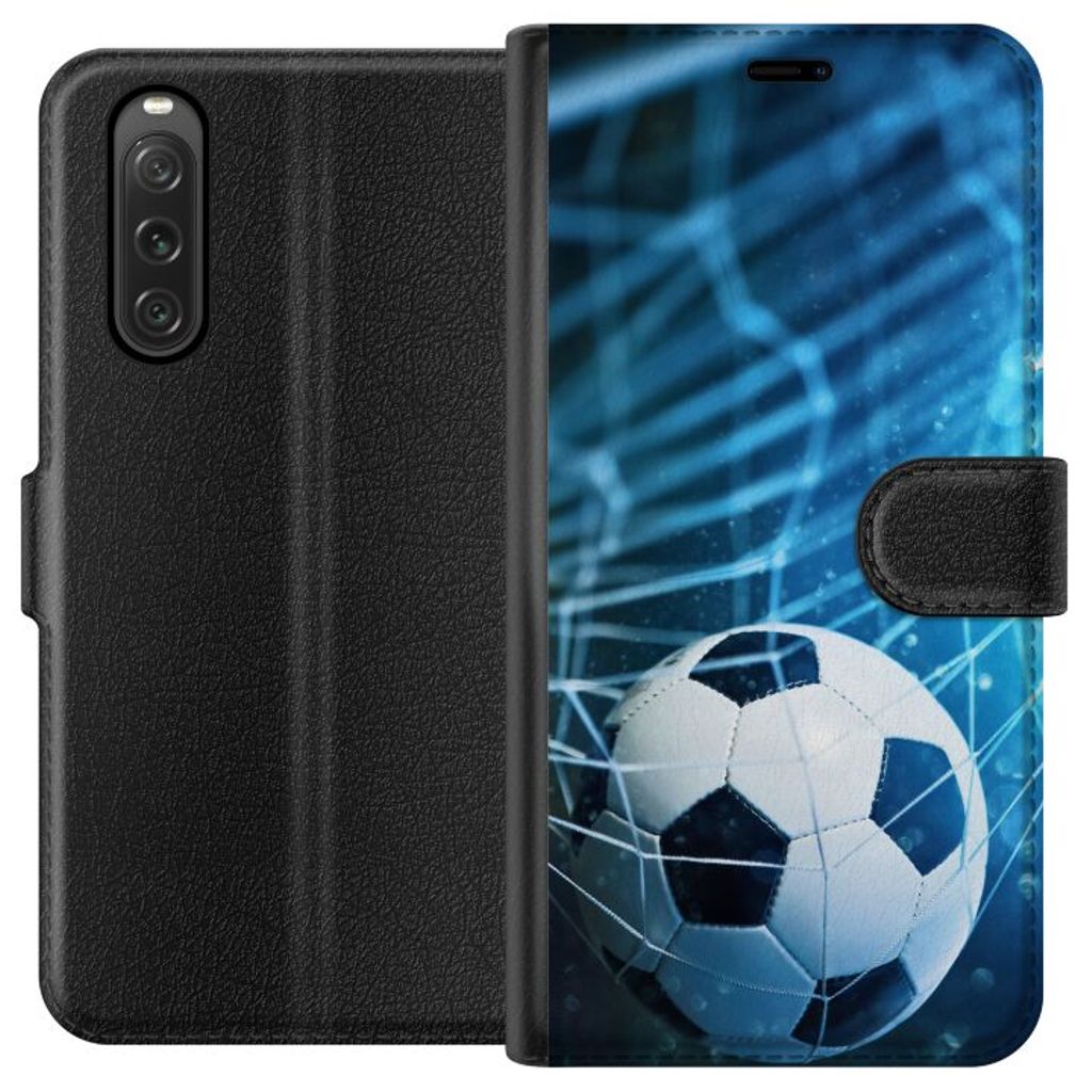Sony Xperia 10 V Sort Lommebokdeksel Fotboll