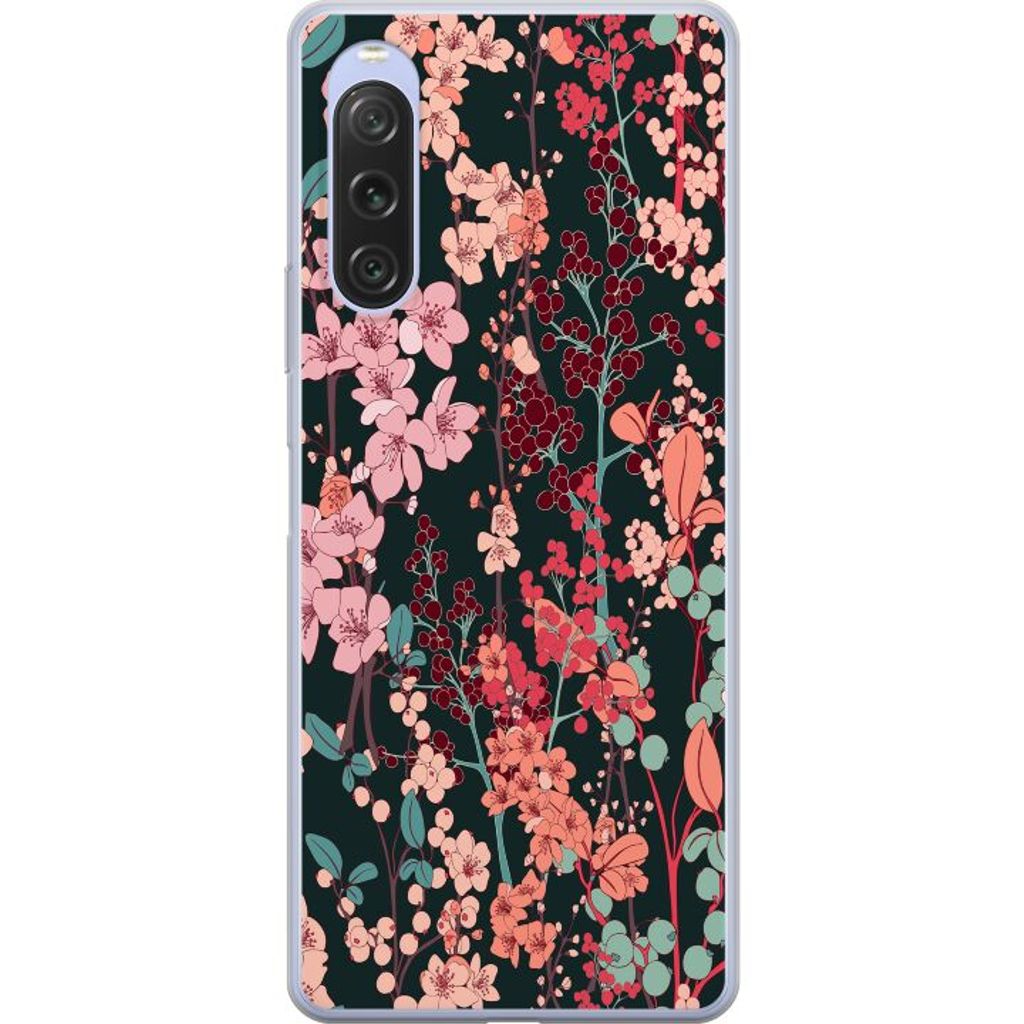 Sony Xperia 10 V Transparent Mobilskal Blommor