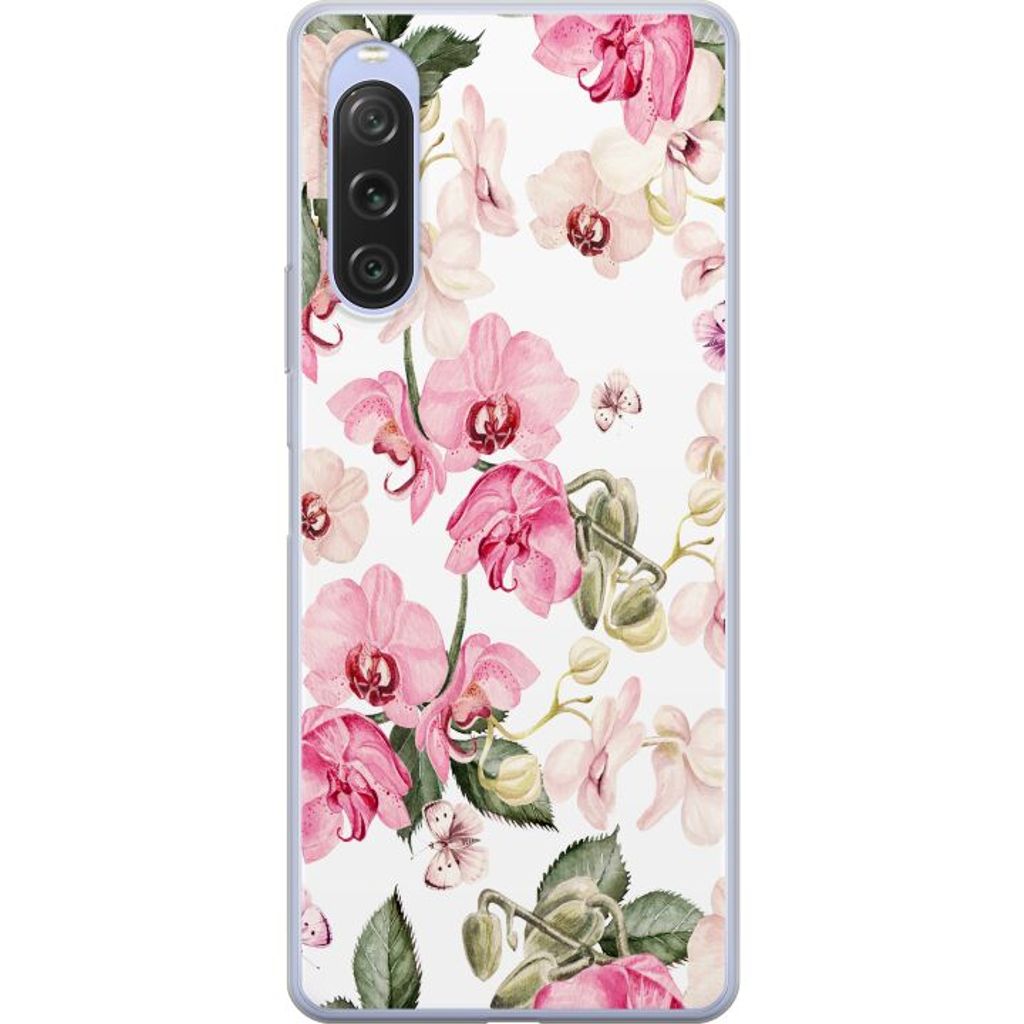 Sony Xperia 10 V Transparent Mobilskal Rosa blommor