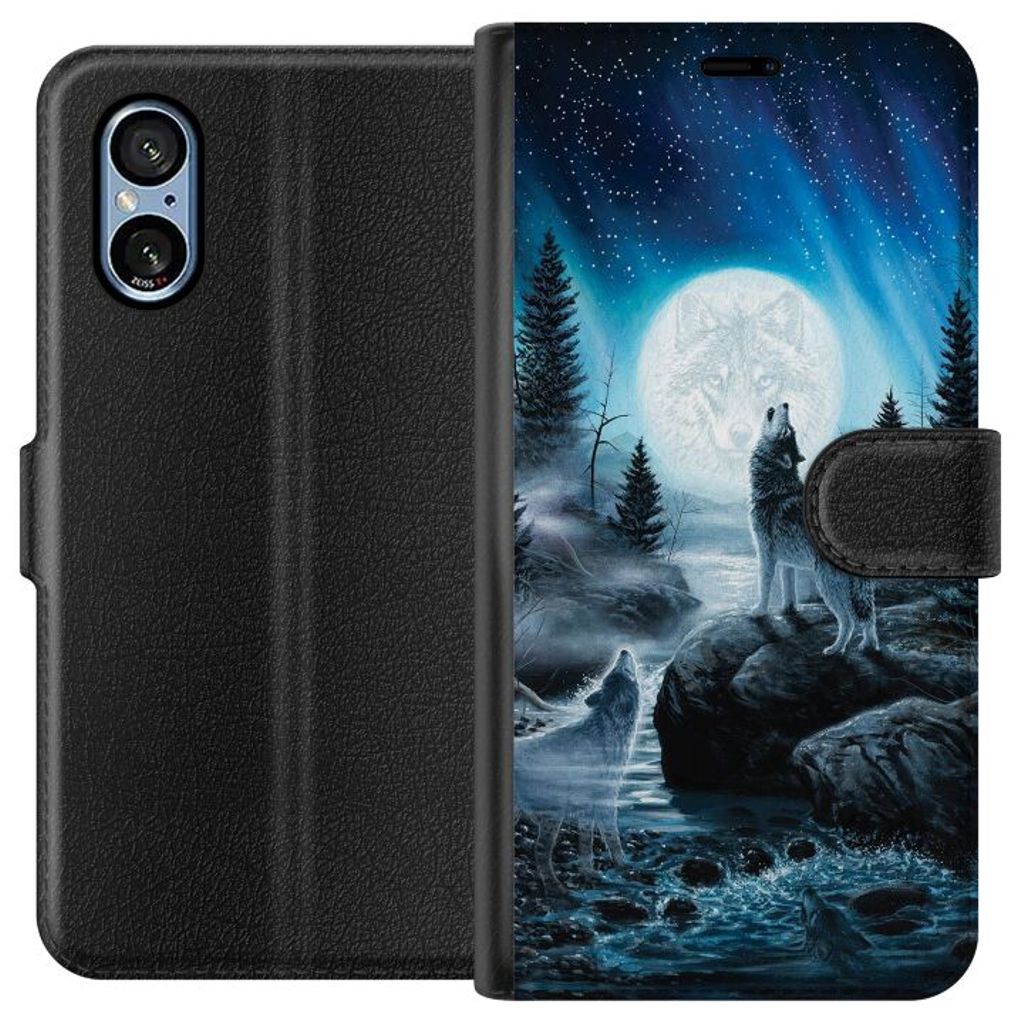 Sony Xperia 10 VI Svart Plånboksfodral Varjar på natten