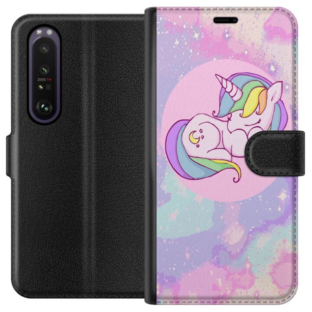 Sony Xperia 1 III Sort Tegnebogsetui Sovande Enhörning