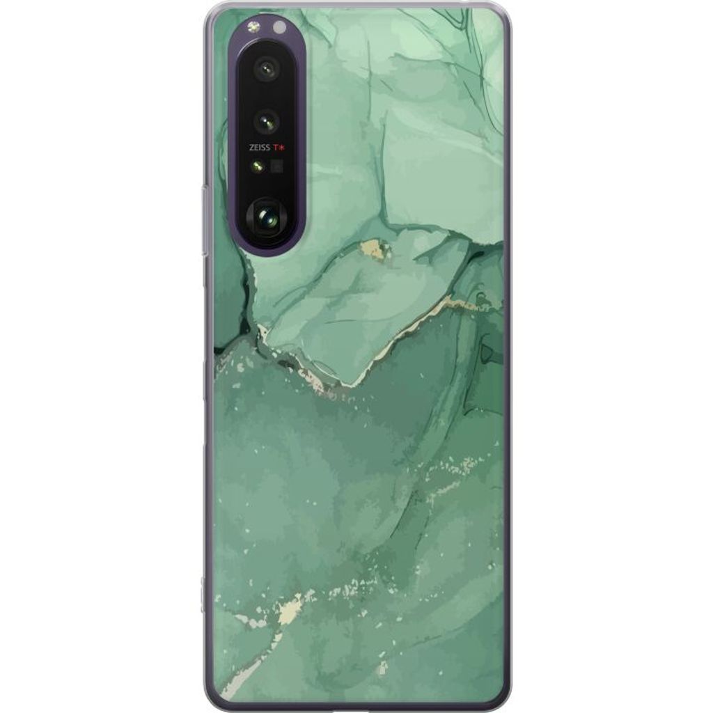 Sony Xperia 1 III Läpinäkyvä Puhelinkotelo Grön Marmor