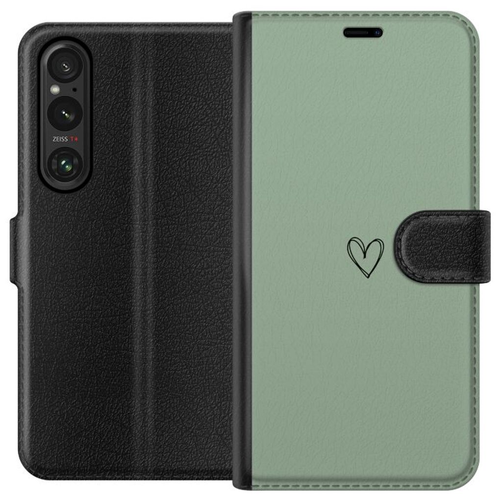 Sony Xperia 1 V Sort Lommebokdeksel Hjärta