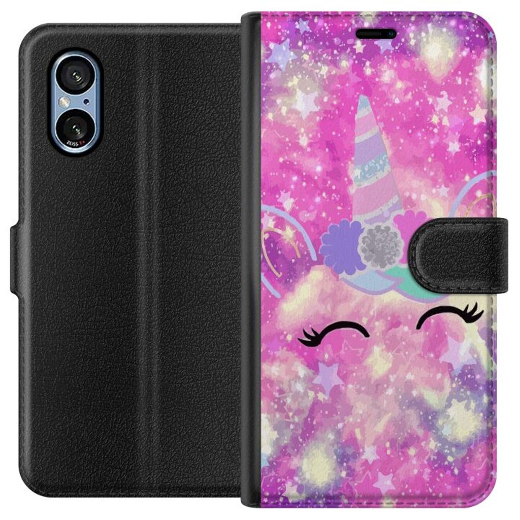 Sony Xperia 5 V Sort Lommebokdeksel Glad Enhörning