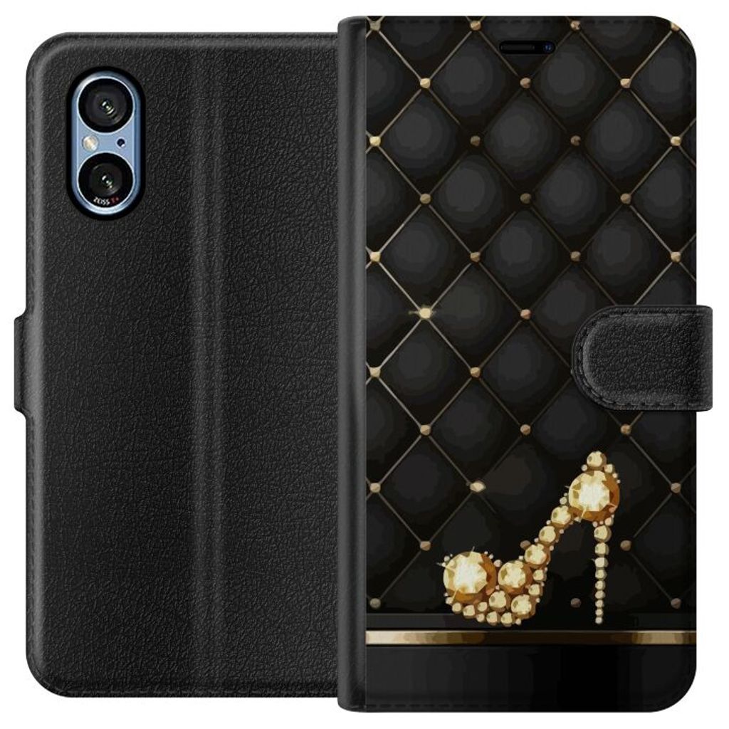 Sony Xperia 5 V Sort Lommebokdeksel Lyxig Sko