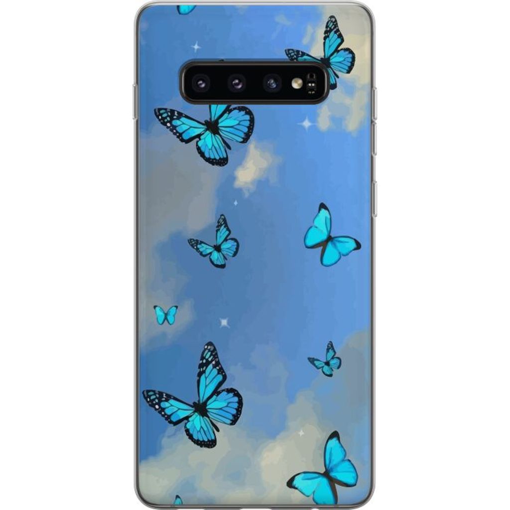 Samsung Galaxy S10 Läpinäkyvä Puhelinkotelo Himlen med fjärilar