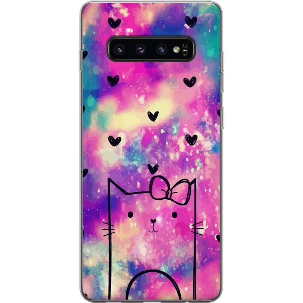 Samsung Galaxy S10 Läpinäkyvä Puhelinkotelo Katt på moln