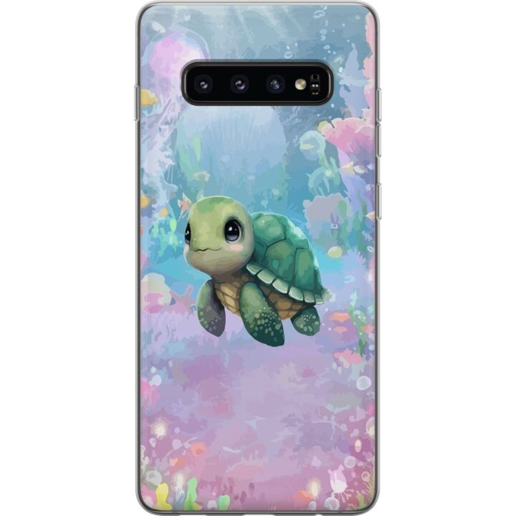 Samsung Galaxy S10 Gjennomsiktig Telefondeksel Simmande Sköldpadda
