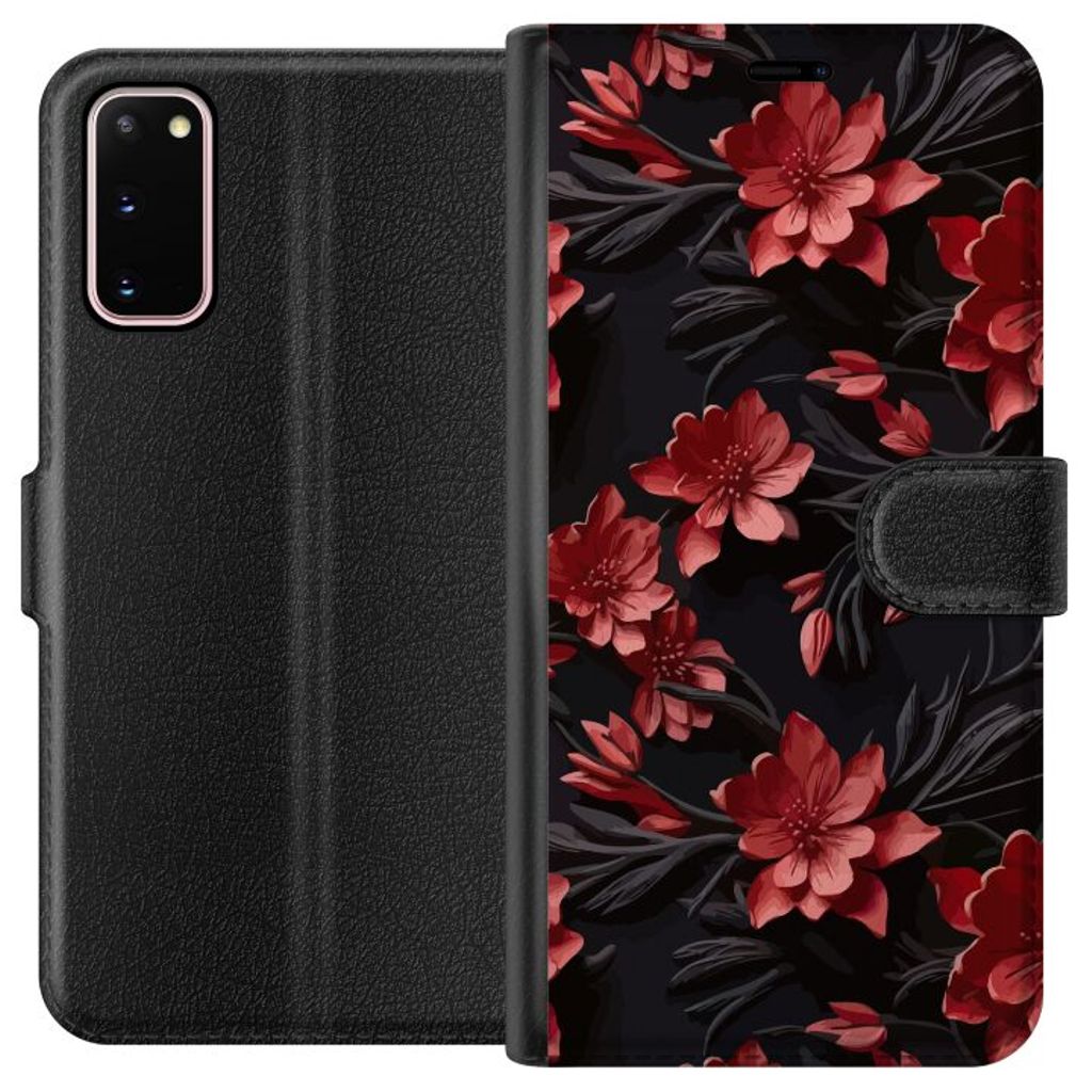 Samsung Galaxy S20 Sort Lommebokdeksel Intensiva blommor