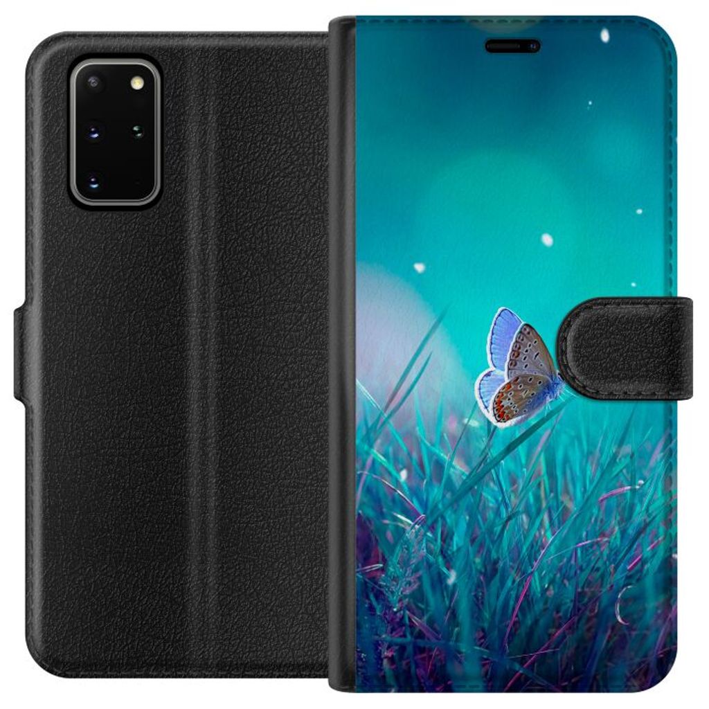 Samsung Galaxy S20+ Sort Lommebokdeksel Blå fjäril