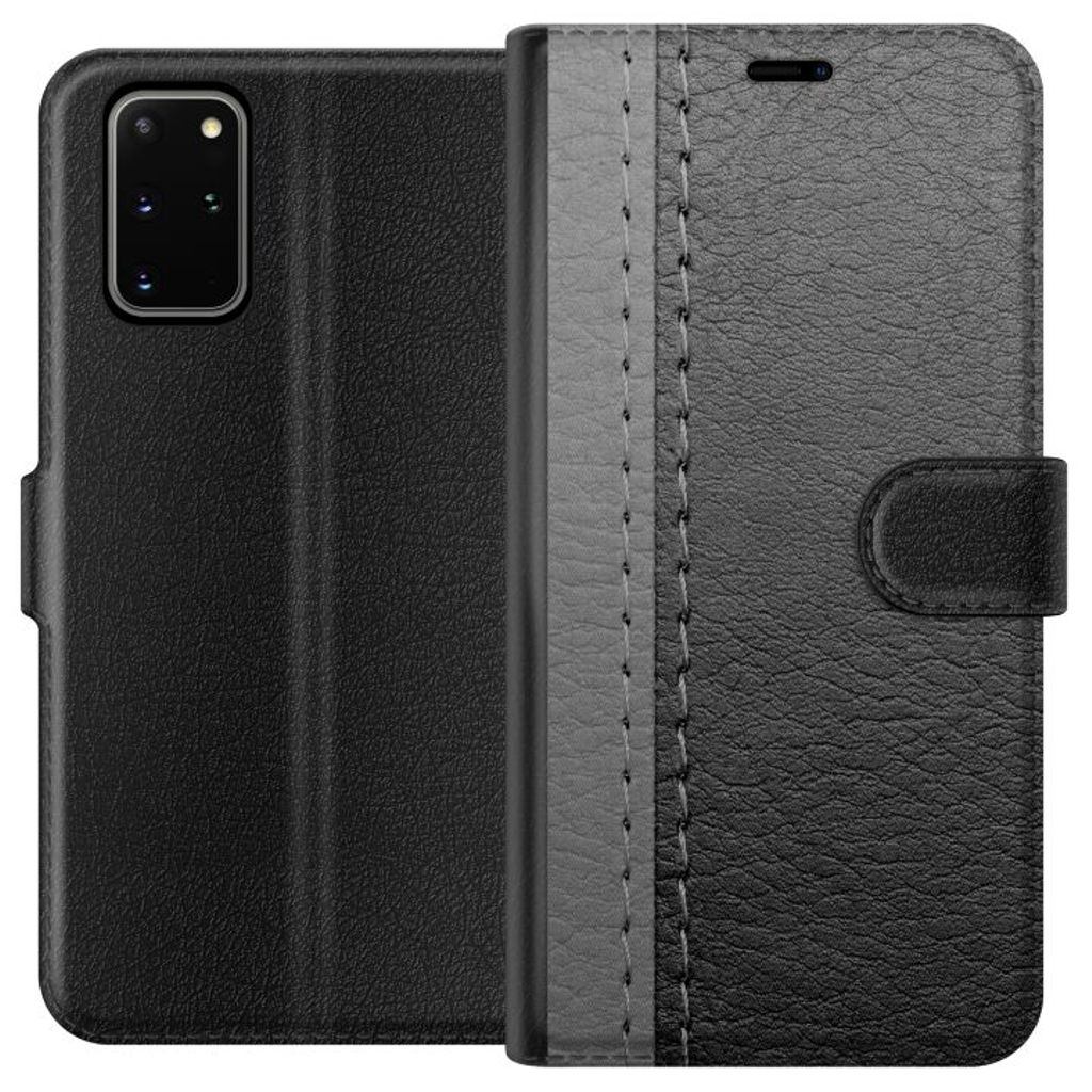 Samsung Galaxy S20+ Sort Lommebokdeksel Grått Fake Läder