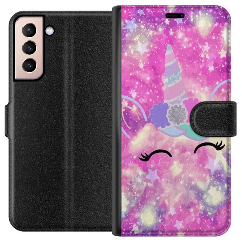 Samsung Galaxy S21 Svart Plånboksfodral Glad Enhörning