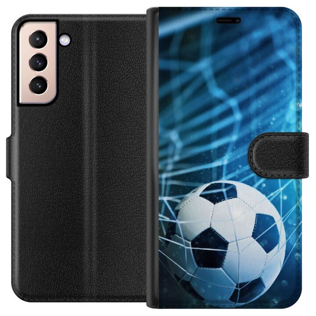 Samsung Galaxy S21 Svart Plånboksfodral Fotboll