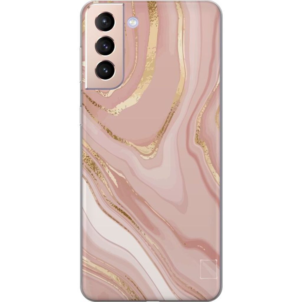 Samsung Galaxy S21 Läpinäkyvä Puhelinkotelo Ljusrosa marmor