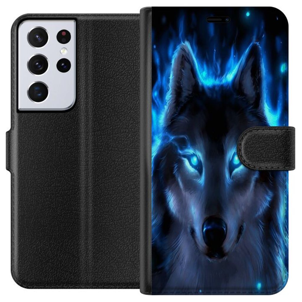 Samsung Galaxy S21 Ultra 5G Sort Lommebokdeksel Blå Varg