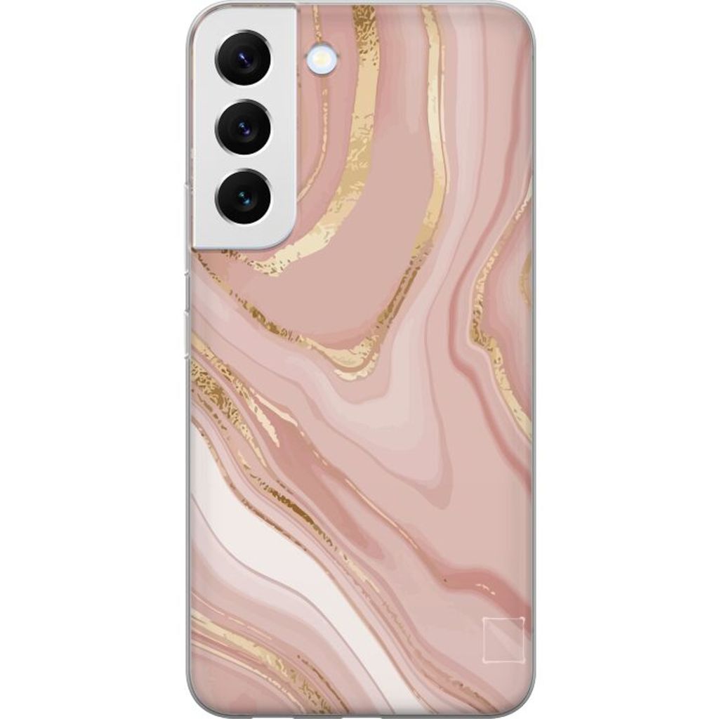 Samsung Galaxy S22 5G Transparent Mobilskal Ljusrosa marmor