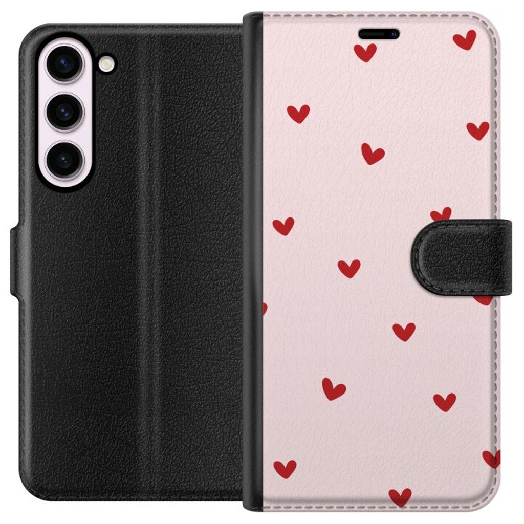Samsung Galaxy S23+ Sort Lommebokdeksel Små Hjärtan
