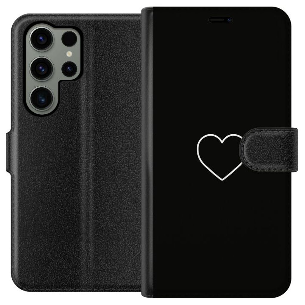 Samsung Galaxy S23 Ultra Svart Plånboksfodral Hjärta