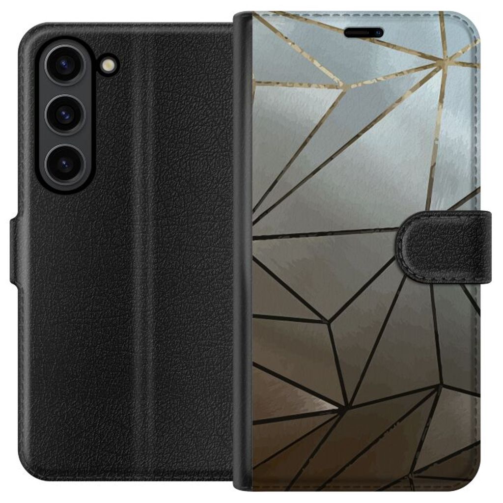 Samsung Galaxy S24 Svart Plånboksfodral Mönster Rosé