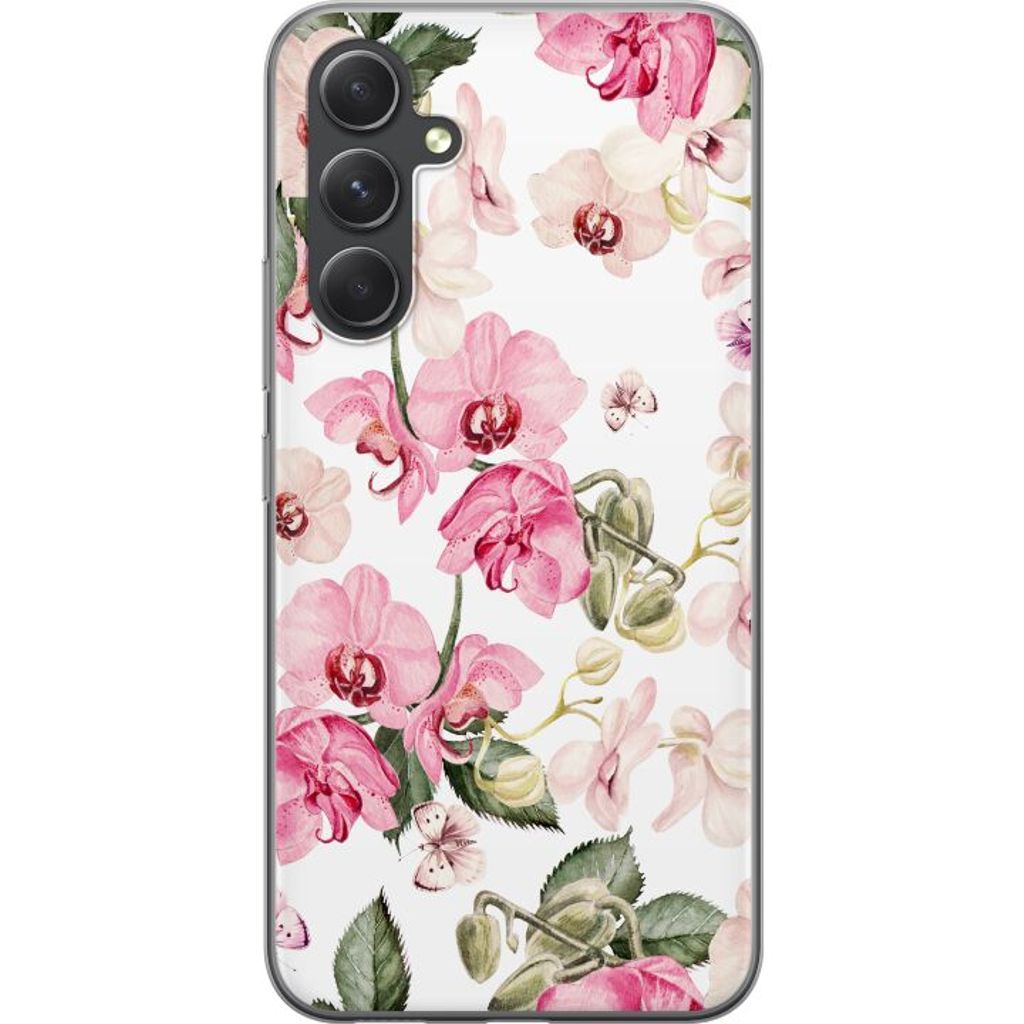 Samsung Galaxy S24 FE Transparent Mobilskal Rosa blommor