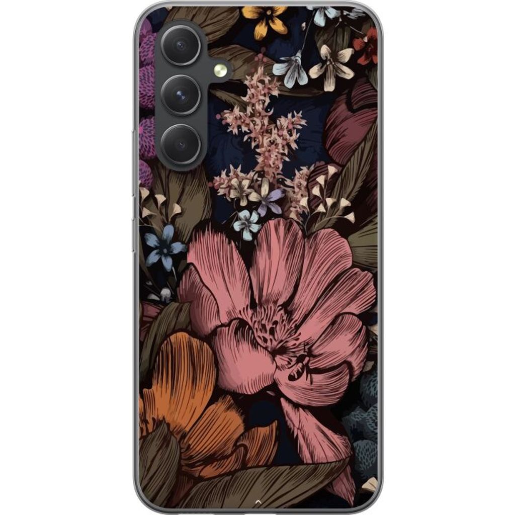 Samsung Galaxy S24+ Transparent Mobilskal Tecknade blommor