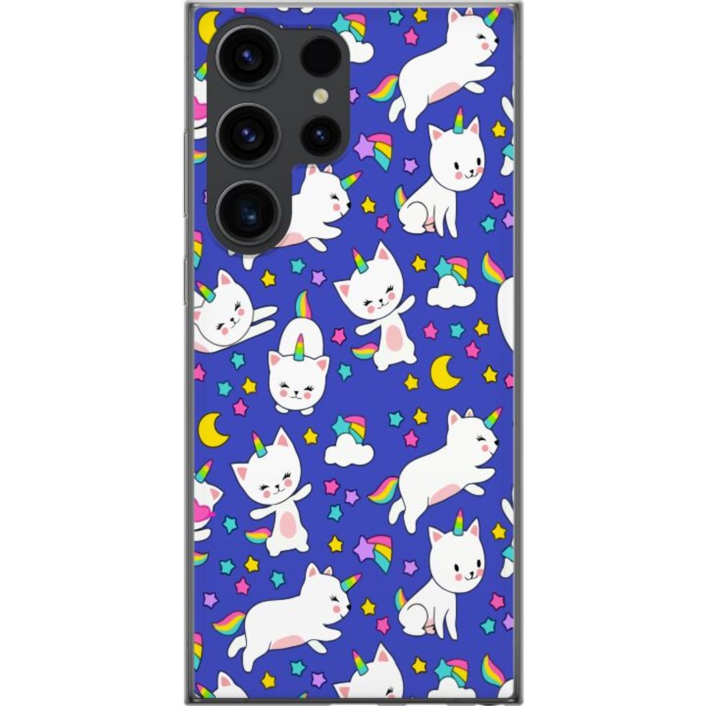 Samsung Galaxy S24 Ultra Transparent Mobilskal Katt Enhörning