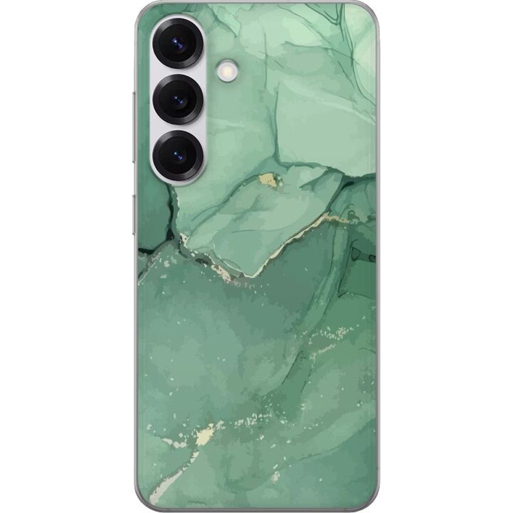 Samsung Galaxy S25 Transparent Mobilskal Grön Marmor
