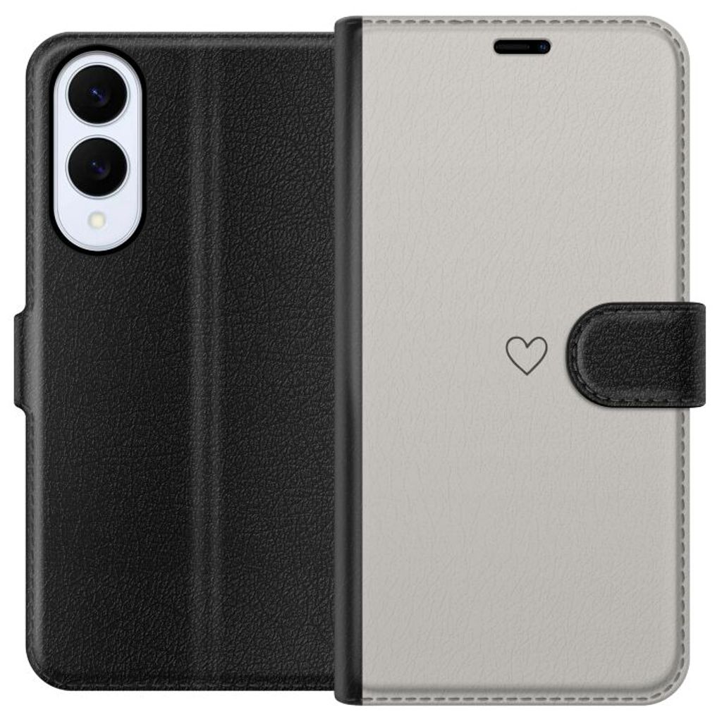 Samsung Galaxy S25 Edge Sort Lommebokdeksel Grått hjärta