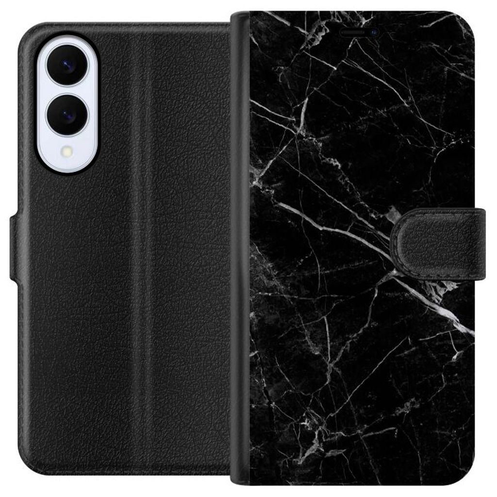 Samsung Galaxy S25 Edge Musta Lompakkokotelo Svart marmor