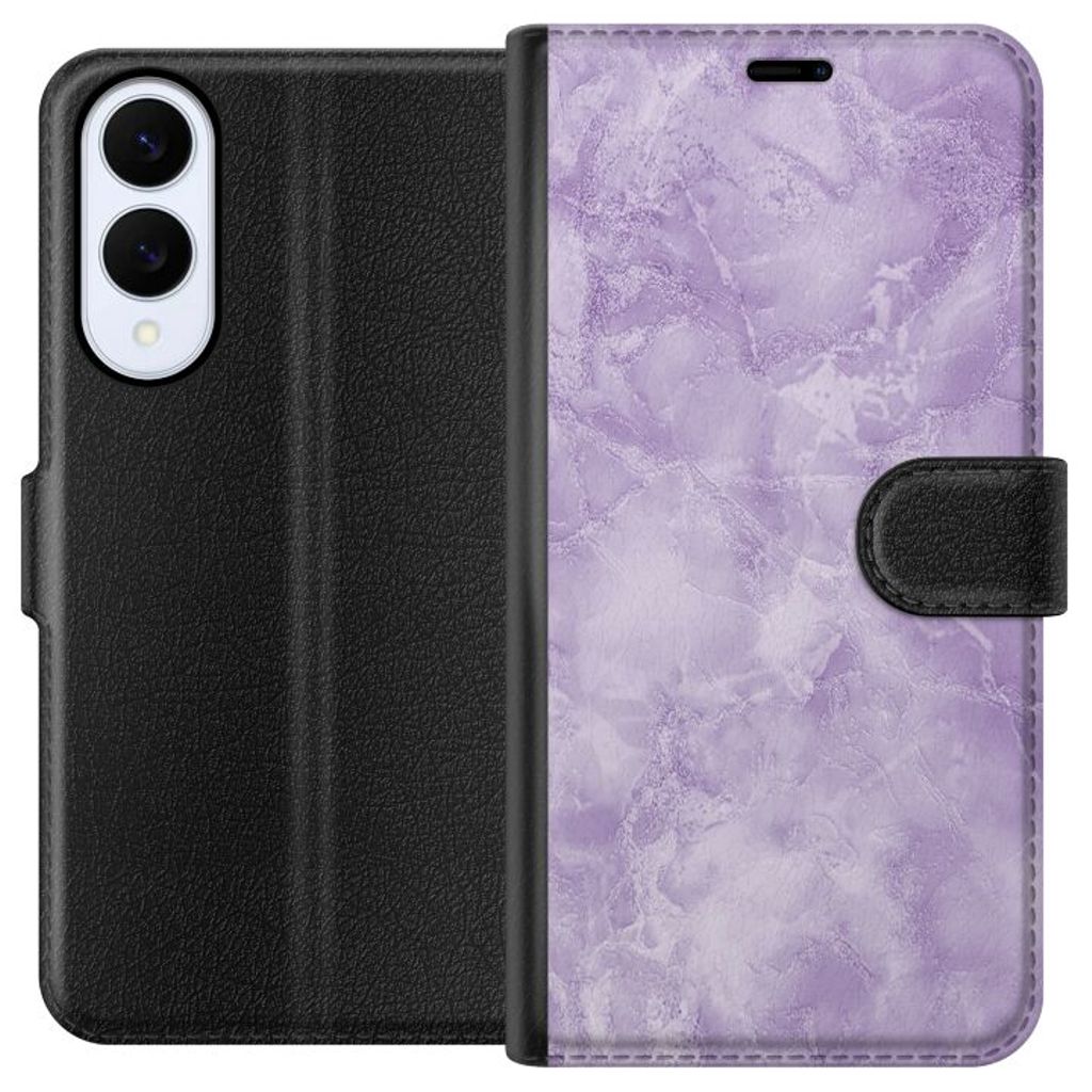 Samsung Galaxy S25 Edge Musta Lompakkokotelo Lila marmor