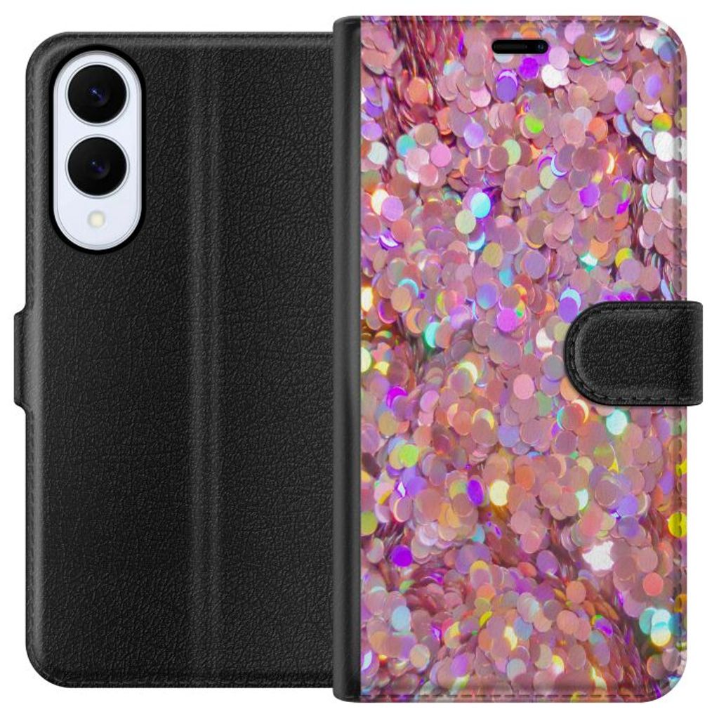 Samsung Galaxy S25 Edge Musta Lompakkokotelo Glitter