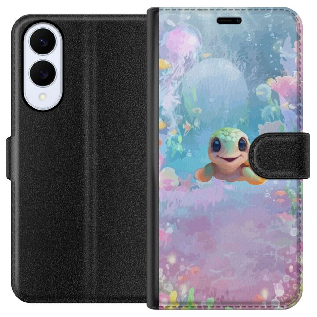 Samsung Galaxy S25 Edge Musta Lompakkokotelo Glad Sköldpadda