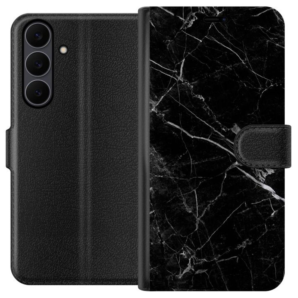 Samsung Galaxy S25 FE Musta Lompakkokotelo Svart marmor