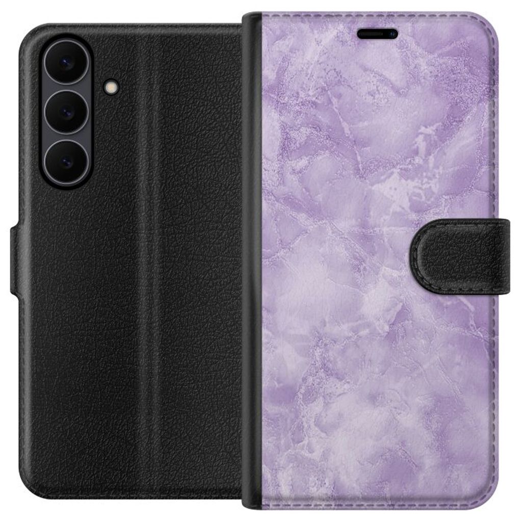Samsung Galaxy S25 FE Musta Lompakkokotelo Lila marmor