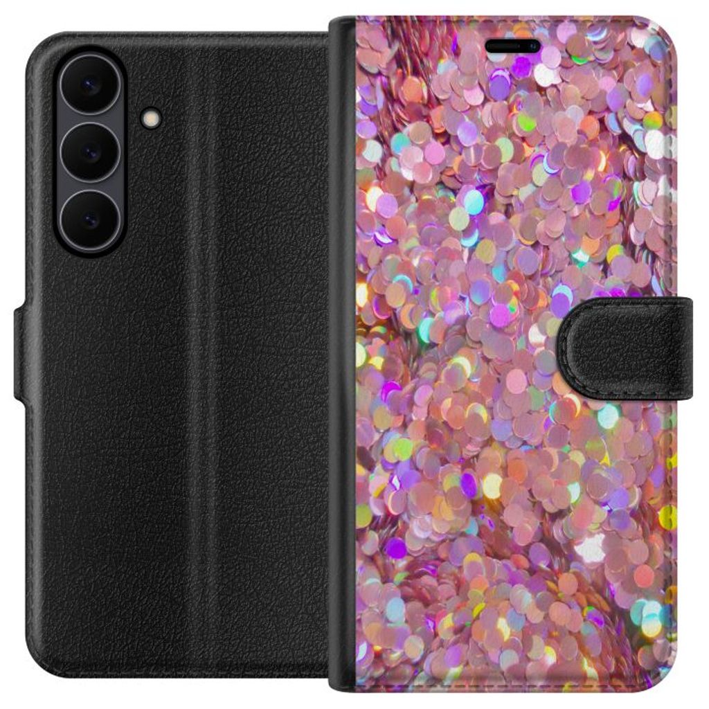 Samsung Galaxy S25 FE Svart Plånboksfodral Glitter