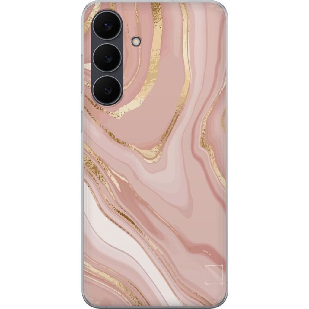 Samsung Galaxy S25 FE Läpinäkyvä Puhelinkotelo Ljusrosa marmor