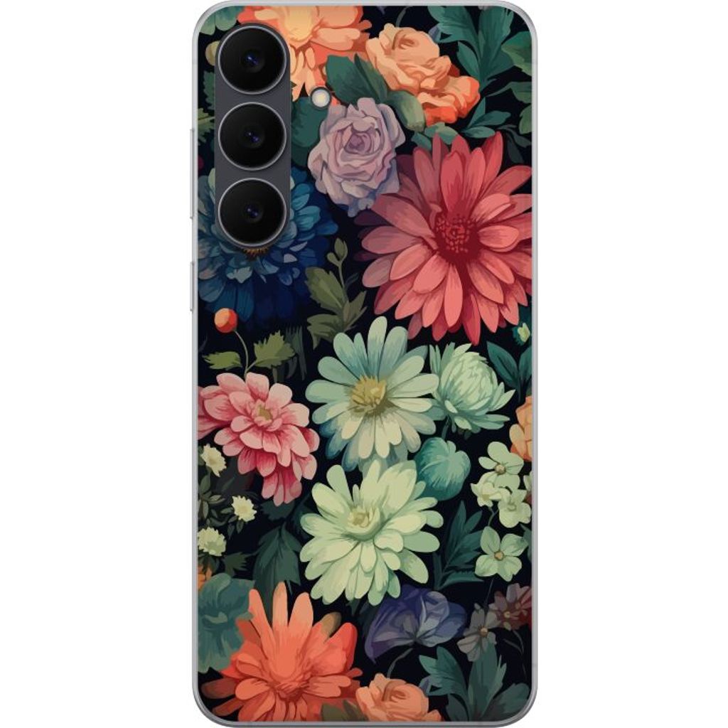 Samsung Galaxy S25 FE Läpinäkyvä Puhelinkotelo Färglada blommor