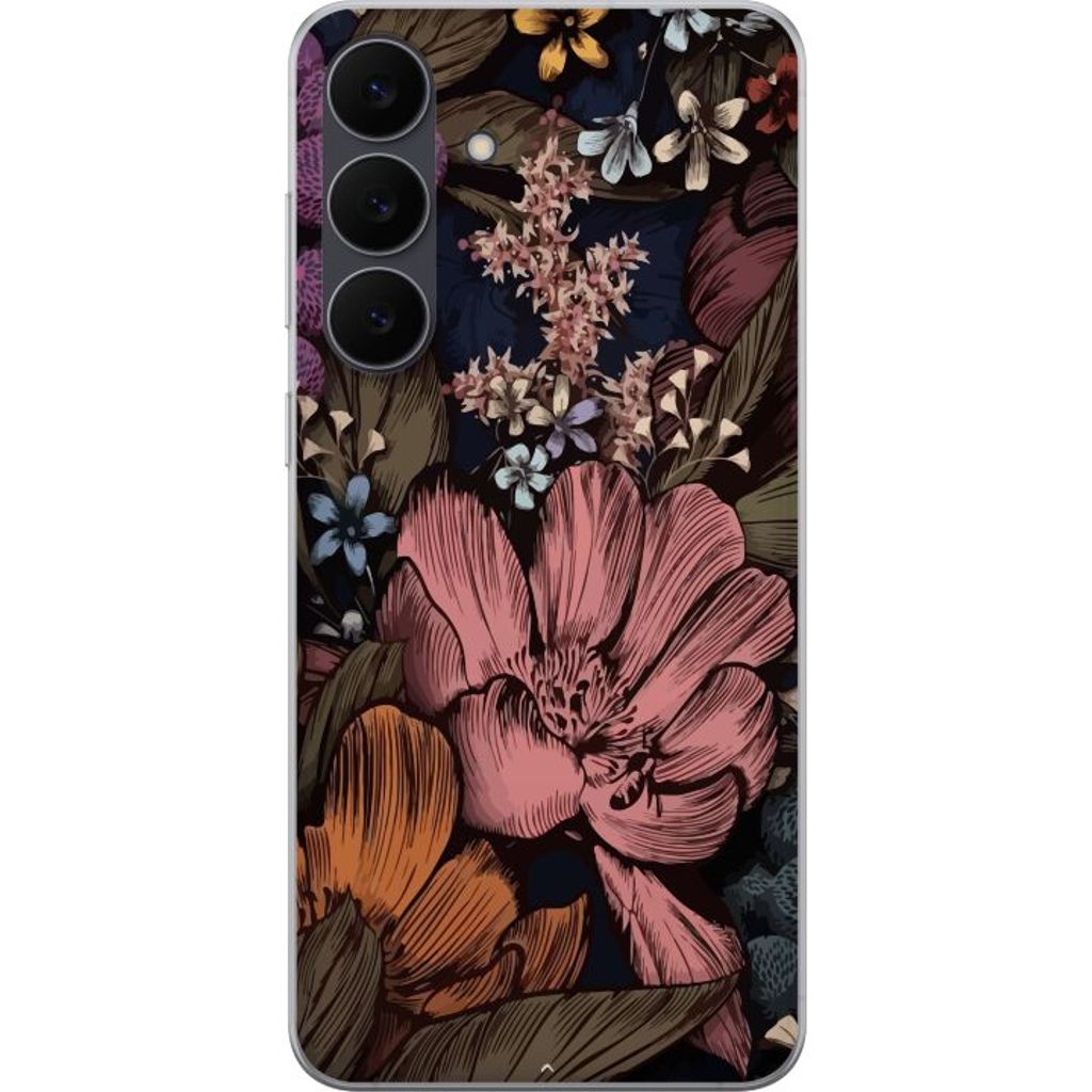 Samsung Galaxy S25 FE Läpinäkyvä Puhelinkotelo Tecknade blommor
