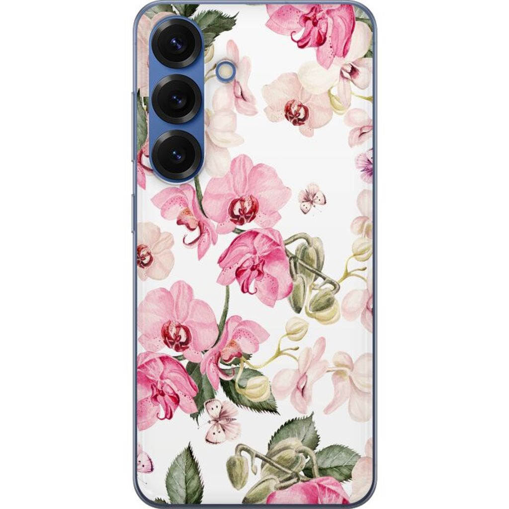 Samsung Galaxy S25+ Transparent Mobilskal Rosa blommor