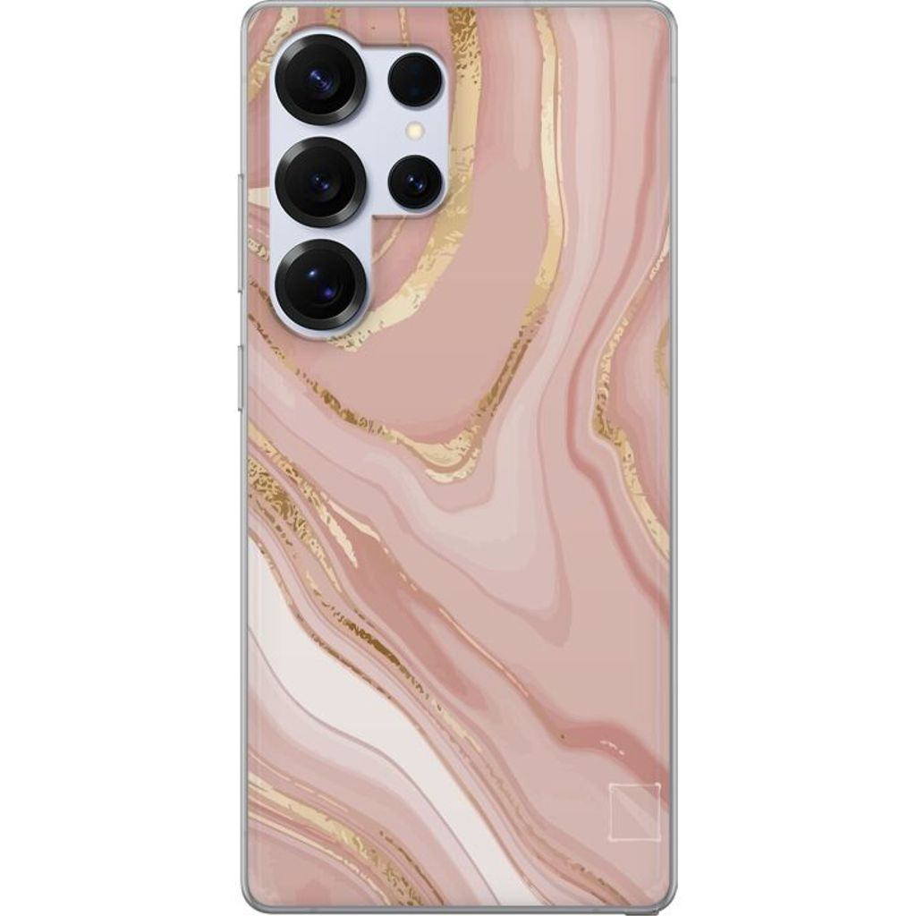 Samsung Galaxy S25 Ultra Transparent Mobilskal Ljusrosa marmor