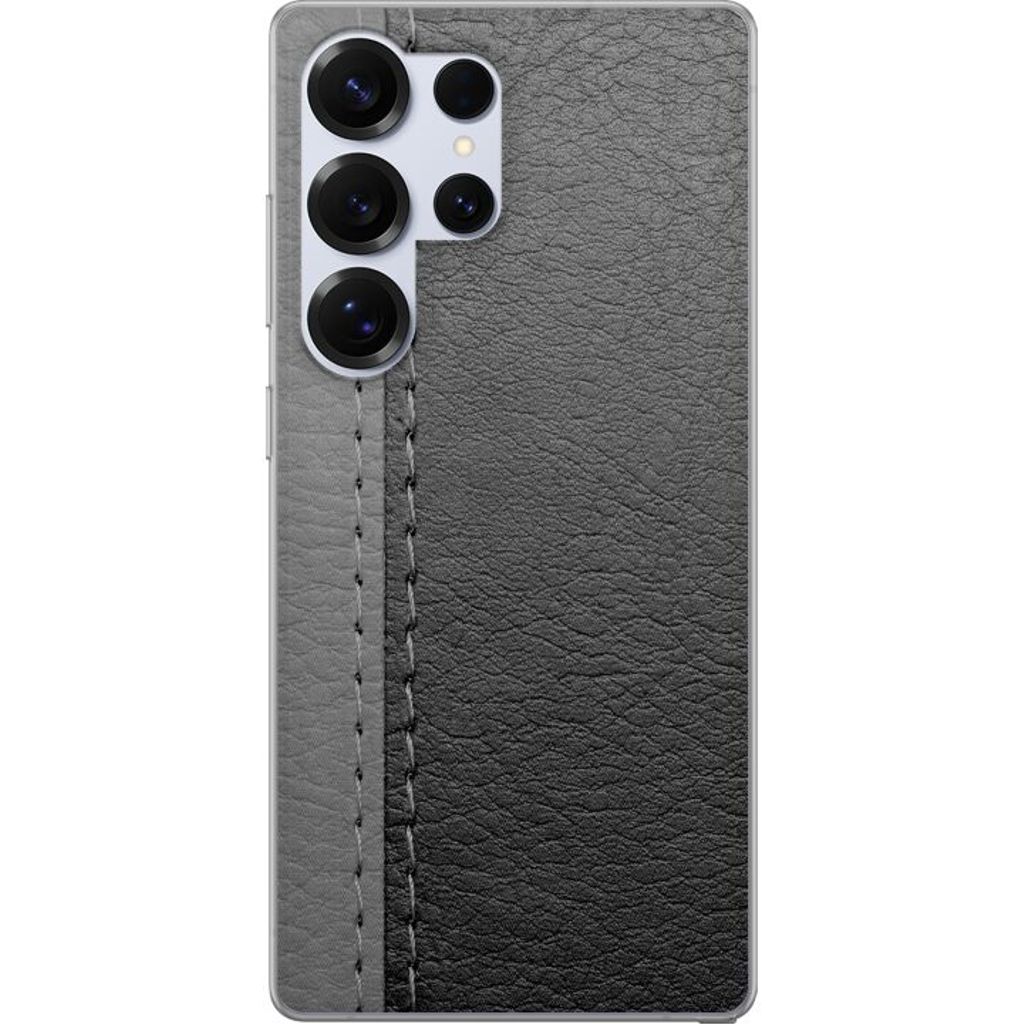 Samsung Galaxy S25 Ultra Transparent Mobilskal Grått Fake Läder