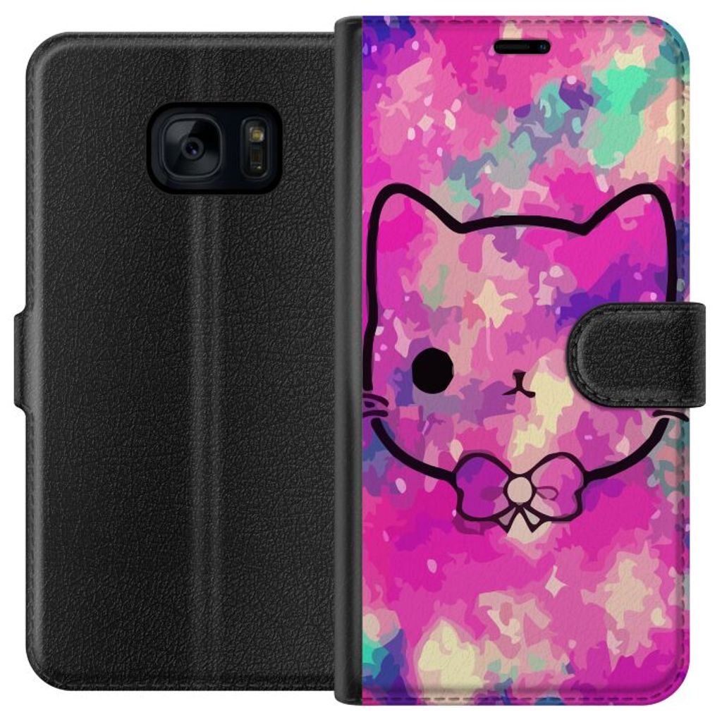 Samsung Galaxy S7 Sort Lommebokdeksel Katt