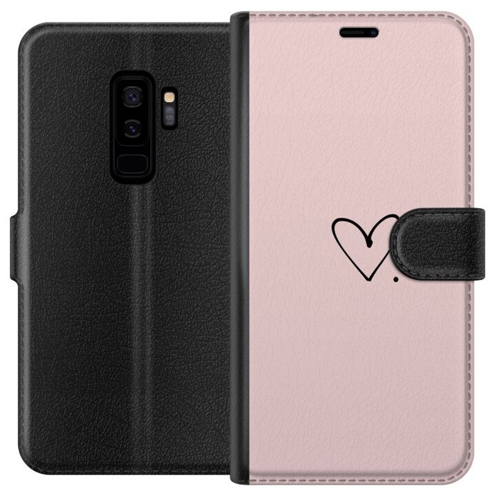 Samsung Galaxy S9+ Svart Plånboksfodral Hjärta.