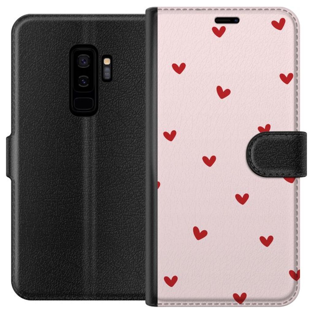 Samsung Galaxy S9+ Sort Lommebokdeksel Små Hjärtan