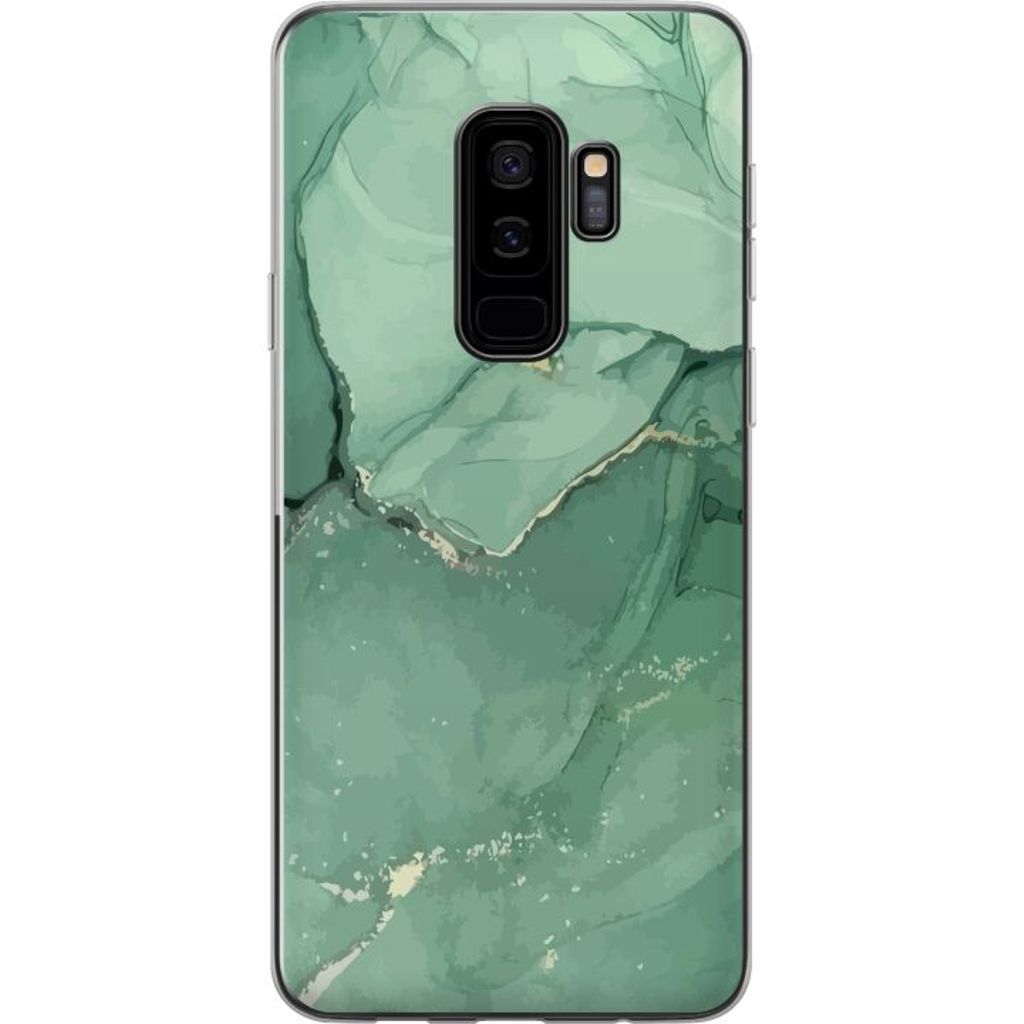 Samsung Galaxy S9+ Transparent Mobilskal Grön Marmor