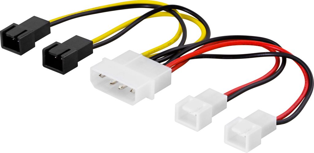 Adapterikaapeli tuulettimille 4-pin-4x3-pin, keltainen