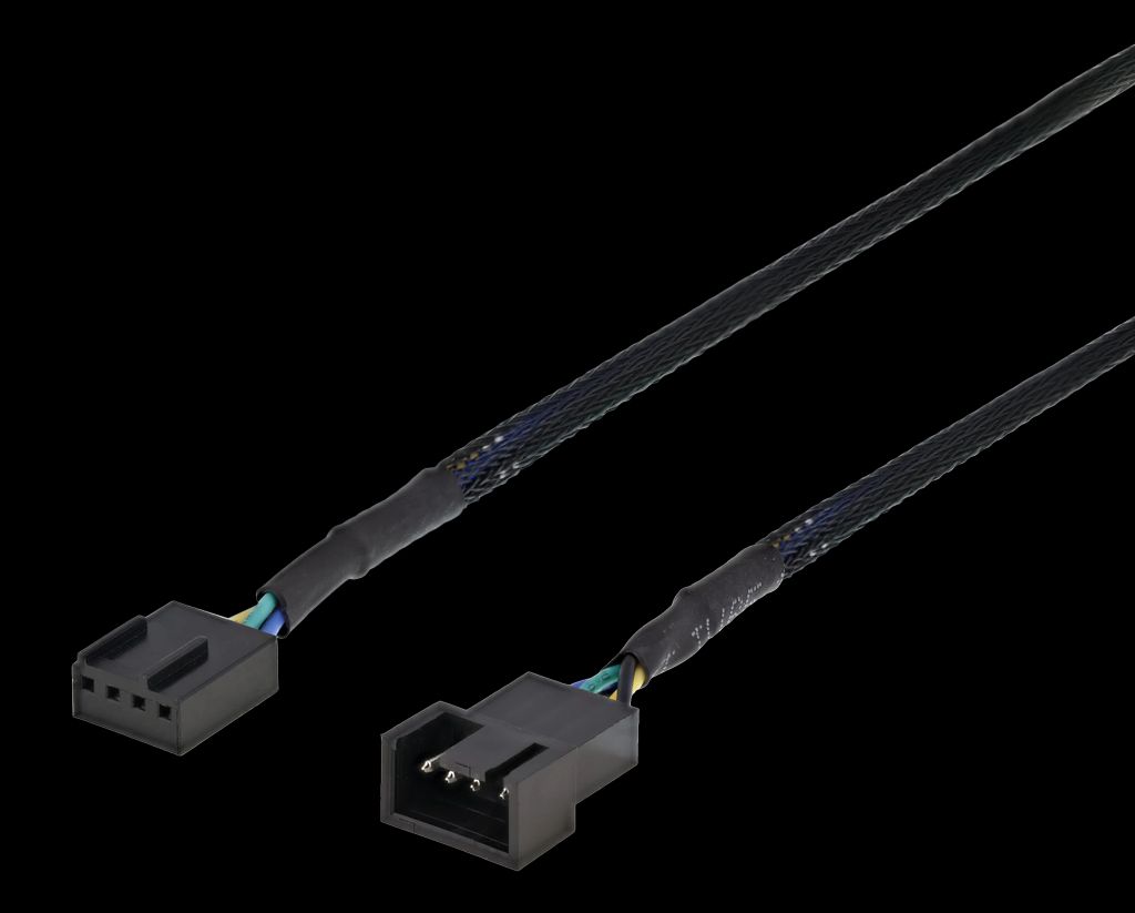 Forlengelseskabel for 4-pin vifter 0,3 meter – svart