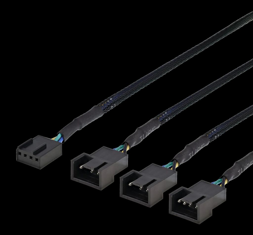 Splitter för PWM-fläktar 4-pin till 3x4-pin fe – svart