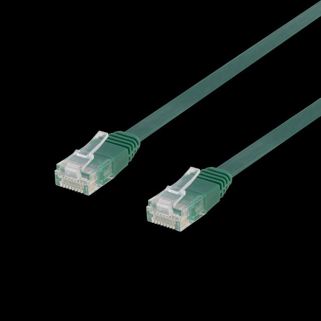 DELTACO Cat6 nätverkskabel, flat, 0,5m, 250MHz, grön