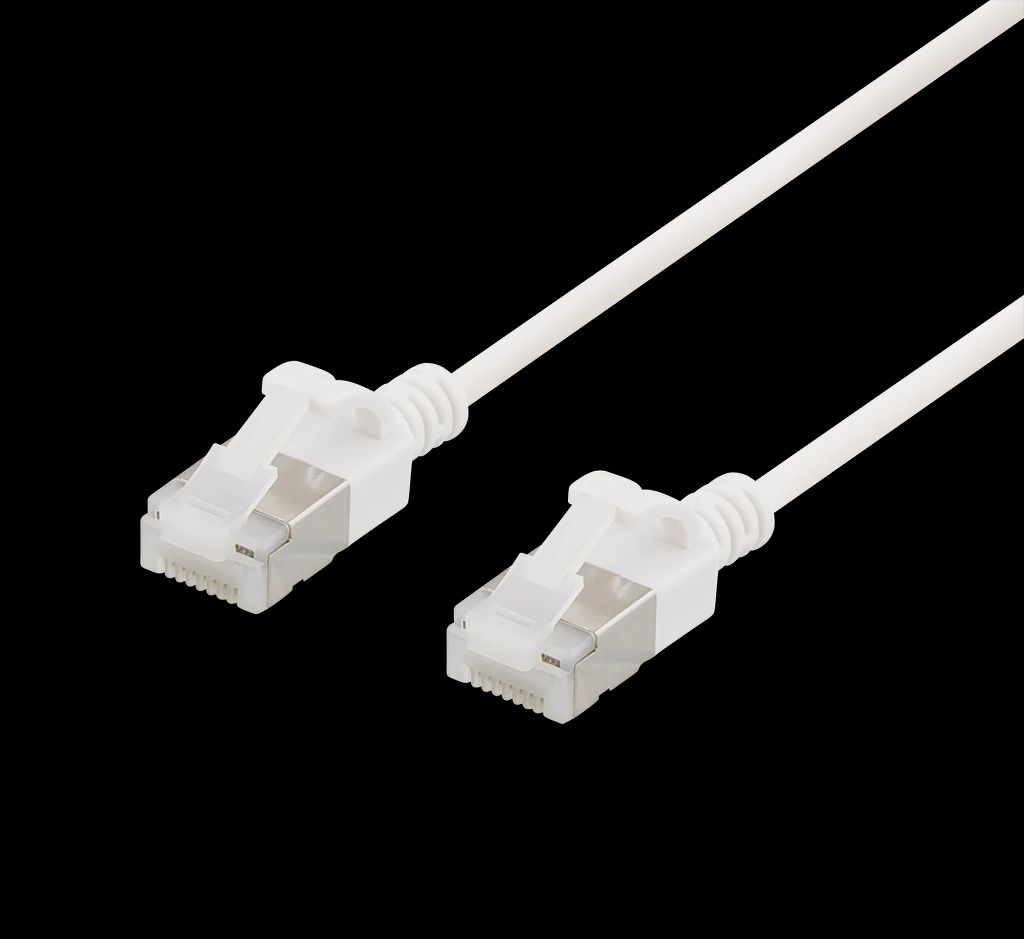 U/FTP Cat6a nätverkskabel slim 0,5m vit